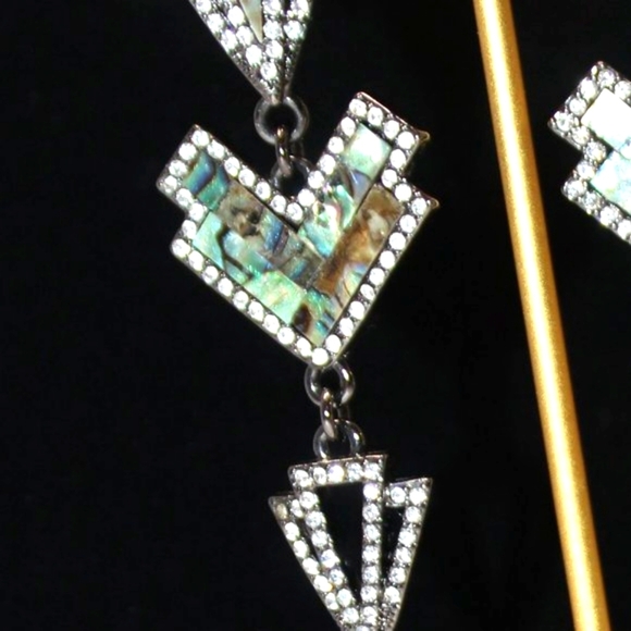 Lulu Frost Mock-up Abalone Mosiac Dangle Earrings - Picture 3 of 7